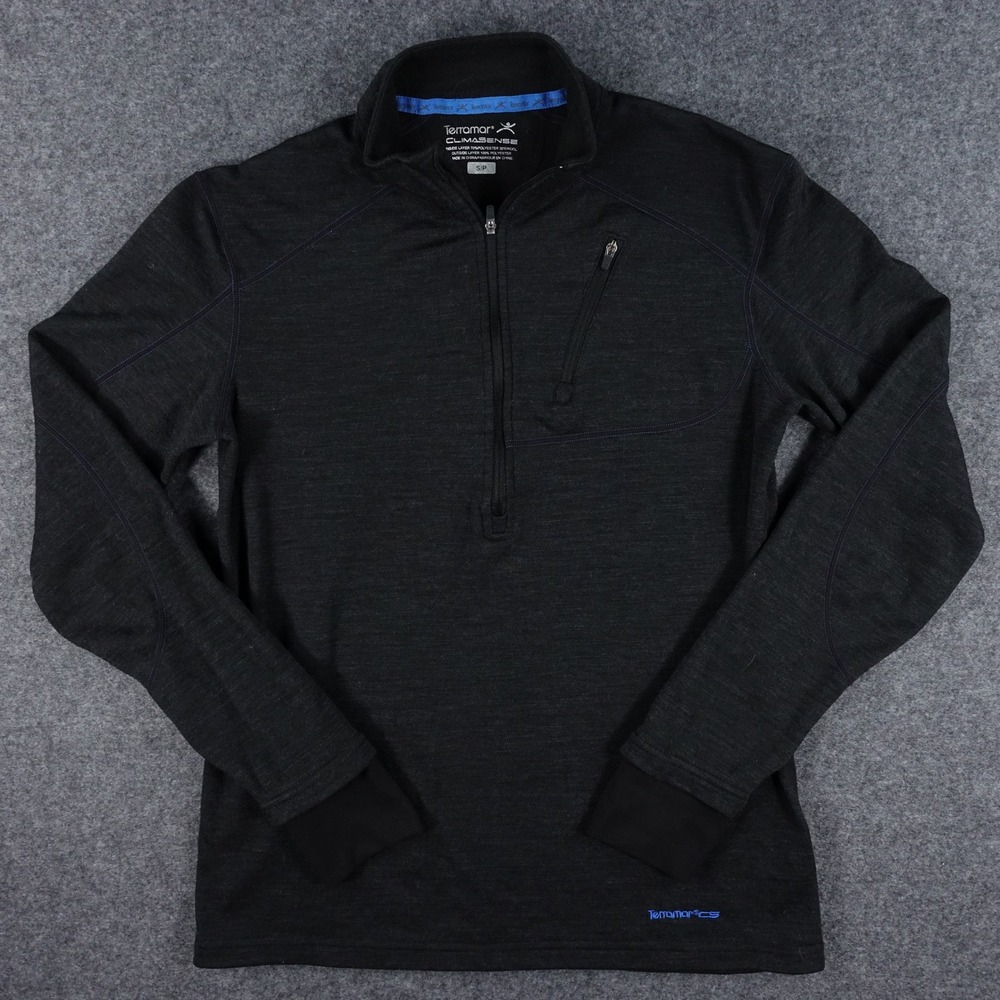 Terramar Climasense 1/4 Zip Sweater Men's Small Slim Wool Blend Black